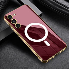 Coque Ultra Fine Silicone Souple Housse Etui avec Mag-Safe Magnetic Magnetique AC1 pour Samsung Galaxy S22 5G Rouge