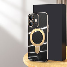 Coque Ultra Fine Silicone Souple Housse Etui avec Mag-Safe Magnetic Magnetique C01 pour Apple iPhone 12 Noir