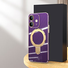Coque Ultra Fine Silicone Souple Housse Etui avec Mag-Safe Magnetic Magnetique C01 pour Apple iPhone 12 Violet