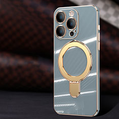 Coque Ultra Fine Silicone Souple Housse Etui avec Mag-Safe Magnetic Magnetique C01 pour Apple iPhone 14 Pro Max Gris