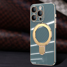 Coque Ultra Fine Silicone Souple Housse Etui avec Mag-Safe Magnetic Magnetique C01 pour Apple iPhone 15 Pro Gris Lavende