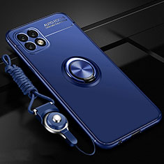 Coque Ultra Fine Silicone Souple Housse Etui avec Support Bague Anneau Aimante Magnetique A01 pour Huawei Enjoy 20 5G Bleu