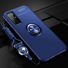 Coque Ultra Fine Silicone Souple Housse Etui avec Support Bague Anneau Aimante Magnetique A01 pour Huawei Honor 30S Bleu