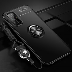 Coque Ultra Fine Silicone Souple Housse Etui avec Support Bague Anneau Aimante Magnetique A01 pour Huawei Honor 30S Noir