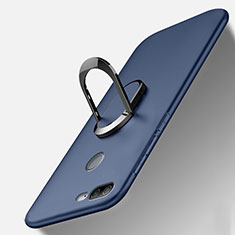 Coque Ultra Fine Silicone Souple Housse Etui avec Support Bague Anneau Aimante Magnetique A01 pour Huawei Honor 9 Lite Bleu