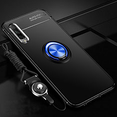 Coque Ultra Fine Silicone Souple Housse Etui avec Support Bague Anneau Aimante Magnetique A01 pour Huawei Honor 9X Pro Bleu et Noir