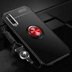 Coque Ultra Fine Silicone Souple Housse Etui avec Support Bague Anneau Aimante Magnetique A01 pour Huawei Honor 9X Pro Rouge et Noir
