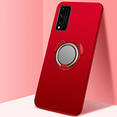 Coque Ultra Fine Silicone Souple Housse Etui avec Support Bague Anneau Aimante Magnetique A01 pour Huawei Honor Play4T Pro Rouge