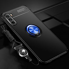 Coque Ultra Fine Silicone Souple Housse Etui avec Support Bague Anneau Aimante Magnetique A01 pour Huawei Mate 40 Lite 5G Bleu et Noir