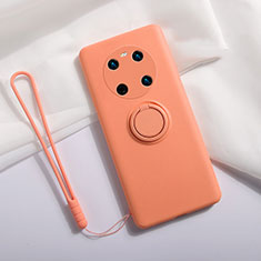 Coque Ultra Fine Silicone Souple Housse Etui avec Support Bague Anneau Aimante Magnetique A01 pour Huawei Mate 40E 4G Orange
