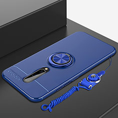 Coque Ultra Fine Silicone Souple Housse Etui avec Support Bague Anneau Aimante Magnetique A01 pour OnePlus 8 Bleu