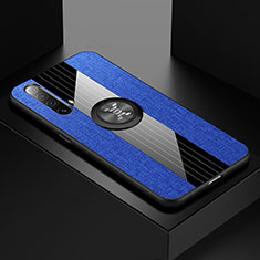 Coque Ultra Fine Silicone Souple Housse Etui avec Support Bague Anneau Aimante Magnetique A01 pour Realme X50m 5G Bleu