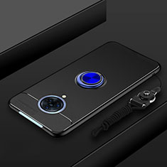 Coque Ultra Fine Silicone Souple Housse Etui avec Support Bague Anneau Aimante Magnetique A01 pour Vivo Nex 3 5G Bleu et Noir