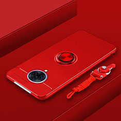 Coque Ultra Fine Silicone Souple Housse Etui avec Support Bague Anneau Aimante Magnetique A01 pour Vivo Nex 3 5G Rouge
