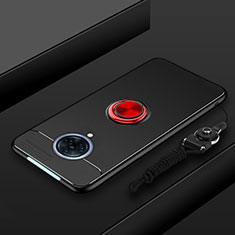 Coque Ultra Fine Silicone Souple Housse Etui avec Support Bague Anneau Aimante Magnetique A01 pour Vivo Nex 3 5G Rouge et Noir