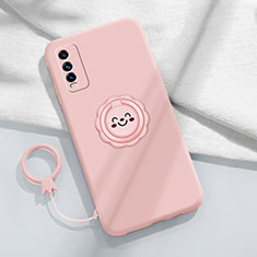 Coque Ultra Fine Silicone Souple Housse Etui avec Support Bague Anneau Aimante Magnetique A01 pour Vivo Y11s Rose