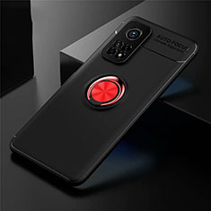 Coque Ultra Fine Silicone Souple Housse Etui avec Support Bague Anneau Aimante Magnetique A01 pour Xiaomi Mi 10T 5G Rouge et Noir