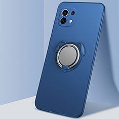 Coque Ultra Fine Silicone Souple Housse Etui avec Support Bague Anneau Aimante Magnetique A01 pour Xiaomi Mi 11 5G Bleu