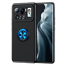 Coque Ultra Fine Silicone Souple Housse Etui avec Support Bague Anneau Aimante Magnetique A01 pour Xiaomi Mi 11 Ultra 5G Bleu et Noir