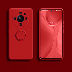 Coque Ultra Fine Silicone Souple Housse Etui avec Support Bague Anneau Aimante Magnetique A01 pour Xiaomi Mi 12 Ultra 5G Rouge