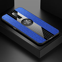 Coque Ultra Fine Silicone Souple Housse Etui avec Support Bague Anneau Aimante Magnetique A01 pour Xiaomi Poco X2 Bleu