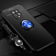 Coque Ultra Fine Silicone Souple Housse Etui avec Support Bague Anneau Aimante Magnetique A01 pour Xiaomi Redmi 10X 5G Bleu et Noir