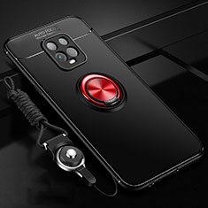 Coque Ultra Fine Silicone Souple Housse Etui avec Support Bague Anneau Aimante Magnetique A01 pour Xiaomi Redmi 10X 5G Rouge et Noir