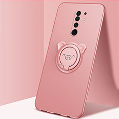 Coque Ultra Fine Silicone Souple Housse Etui avec Support Bague Anneau Aimante Magnetique A01 pour Xiaomi Redmi 9 Or Rose