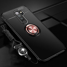 Coque Ultra Fine Silicone Souple Housse Etui avec Support Bague Anneau Aimante Magnetique A01 pour Xiaomi Redmi Note 8 Pro Or et Noir