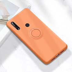 Coque Ultra Fine Silicone Souple Housse Etui avec Support Bague Anneau Aimante Magnetique A02 pour Huawei Enjoy 10 Plus Orange