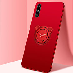 Coque Ultra Fine Silicone Souple Housse Etui avec Support Bague Anneau Aimante Magnetique A02 pour Huawei Enjoy 10e Rouge