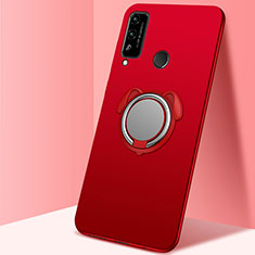 Coque Ultra Fine Silicone Souple Housse Etui avec Support Bague Anneau Aimante Magnetique A02 pour Huawei Honor Play4T Rouge
