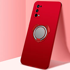 Coque Ultra Fine Silicone Souple Housse Etui avec Support Bague Anneau Aimante Magnetique A02 pour Realme X7 5G Rouge