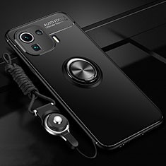 Coque Ultra Fine Silicone Souple Housse Etui avec Support Bague Anneau Aimante Magnetique A02 pour Xiaomi Mi 11 Pro 5G Noir