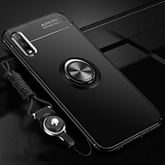 Coque Ultra Fine Silicone Souple Housse Etui avec Support Bague Anneau Aimante Magnetique A03 pour Huawei Honor 9X Noir