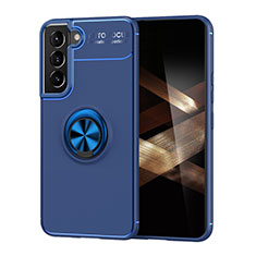 Coque Ultra Fine Silicone Souple Housse Etui avec Support Bague Anneau Aimante Magnetique A03 pour Samsung Galaxy S24 5G Bleu