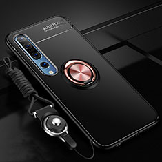 Coque Ultra Fine Silicone Souple Housse Etui avec Support Bague Anneau Aimante Magnetique A03 pour Xiaomi Mi 10 Pro Or et Noir