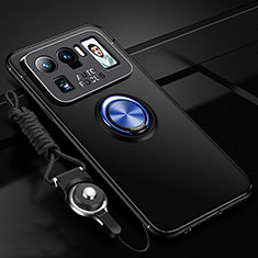 Coque Ultra Fine Silicone Souple Housse Etui avec Support Bague Anneau Aimante Magnetique A03 pour Xiaomi Mi 11 Ultra 5G Bleu et Noir