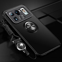 Coque Ultra Fine Silicone Souple Housse Etui avec Support Bague Anneau Aimante Magnetique A03 pour Xiaomi Mi 11 Ultra 5G Noir