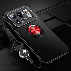 Coque Ultra Fine Silicone Souple Housse Etui avec Support Bague Anneau Aimante Magnetique A03 pour Xiaomi Mi 11 Ultra 5G Rouge et Noir