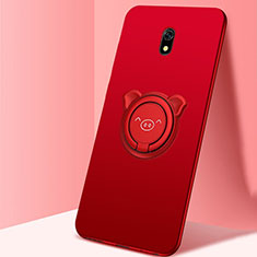 Coque Ultra Fine Silicone Souple Housse Etui avec Support Bague Anneau Aimante Magnetique A03 pour Xiaomi Redmi 8A Rouge