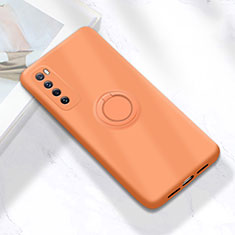 Coque Ultra Fine Silicone Souple Housse Etui avec Support Bague Anneau Aimante Magnetique A04 pour Huawei Nova 7 5G Orange