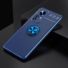 Coque Ultra Fine Silicone Souple Housse Etui avec Support Bague Anneau Aimante Magnetique A04 pour Xiaomi Mi 12 Pro 5G Bleu