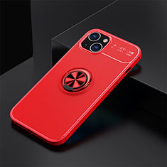 Coque Ultra Fine Silicone Souple Housse Etui avec Support Bague Anneau Aimante Magnetique A05 pour Apple iPhone 13 Mini Rouge