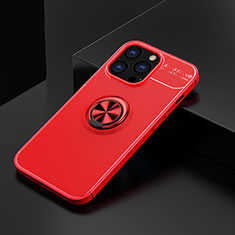Coque Ultra Fine Silicone Souple Housse Etui avec Support Bague Anneau Aimante Magnetique A05 pour Apple iPhone 13 Pro Max Rouge