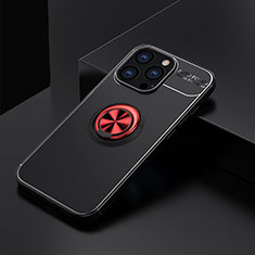 Coque Ultra Fine Silicone Souple Housse Etui avec Support Bague Anneau Aimante Magnetique A05 pour Apple iPhone 13 Pro Rouge et Noir