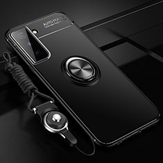 Coque Ultra Fine Silicone Souple Housse Etui avec Support Bague Anneau Aimante Magnetique A05 pour Samsung Galaxy S21 5G Noir