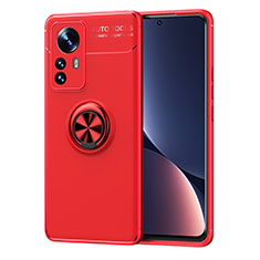 Coque Ultra Fine Silicone Souple Housse Etui avec Support Bague Anneau Aimante Magnetique A05 pour Xiaomi Mi 12 Lite 5G Rouge