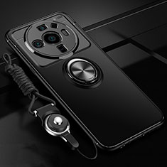 Coque Ultra Fine Silicone Souple Housse Etui avec Support Bague Anneau Aimante Magnetique A05 pour Xiaomi Mi 12 Ultra 5G Noir