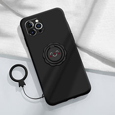 Coque Ultra Fine Silicone Souple Housse Etui avec Support Bague Anneau Aimante Magnetique A06 pour Apple iPhone 13 Pro Max Noir